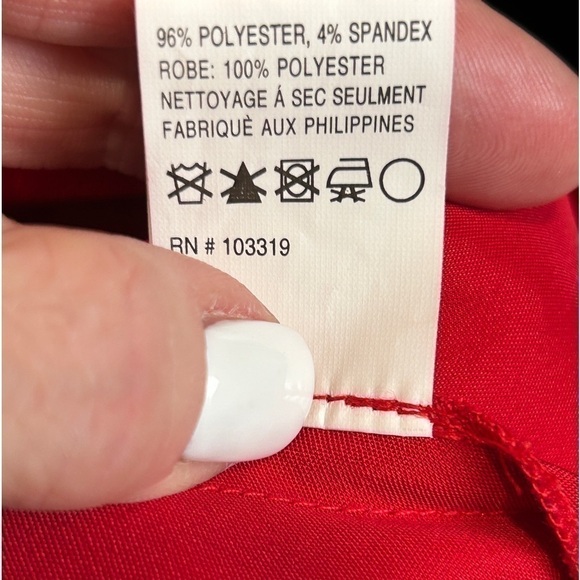 Blondie Nites Red Satin Ruched Rosette Rhinestone Juniors Dress Size-5 NWT - Picture 10 of 12